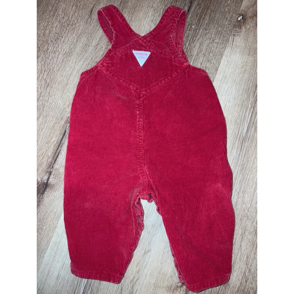 Vintage OshKosh‎ B'Gosh Red Corduroy Overalls Ghost Halloween Baby 6-9 Months